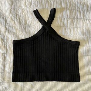 LIZARD THICKET | NWOT Black Ribbed Halter Top